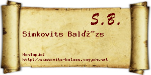 Simkovits Balázs névjegykártya